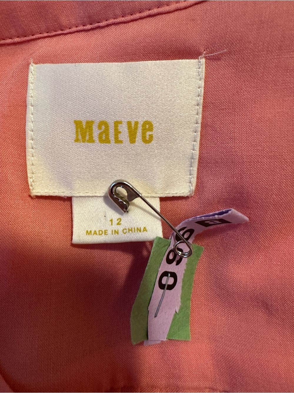 Anthropologie Maeve Coral Laiken Henley Blouse Size 12 Women’s - Picture 8 of 9